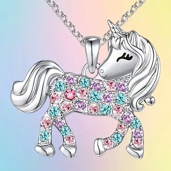 Unicorn Silver & Crystals necklace - Picture 3 of 4